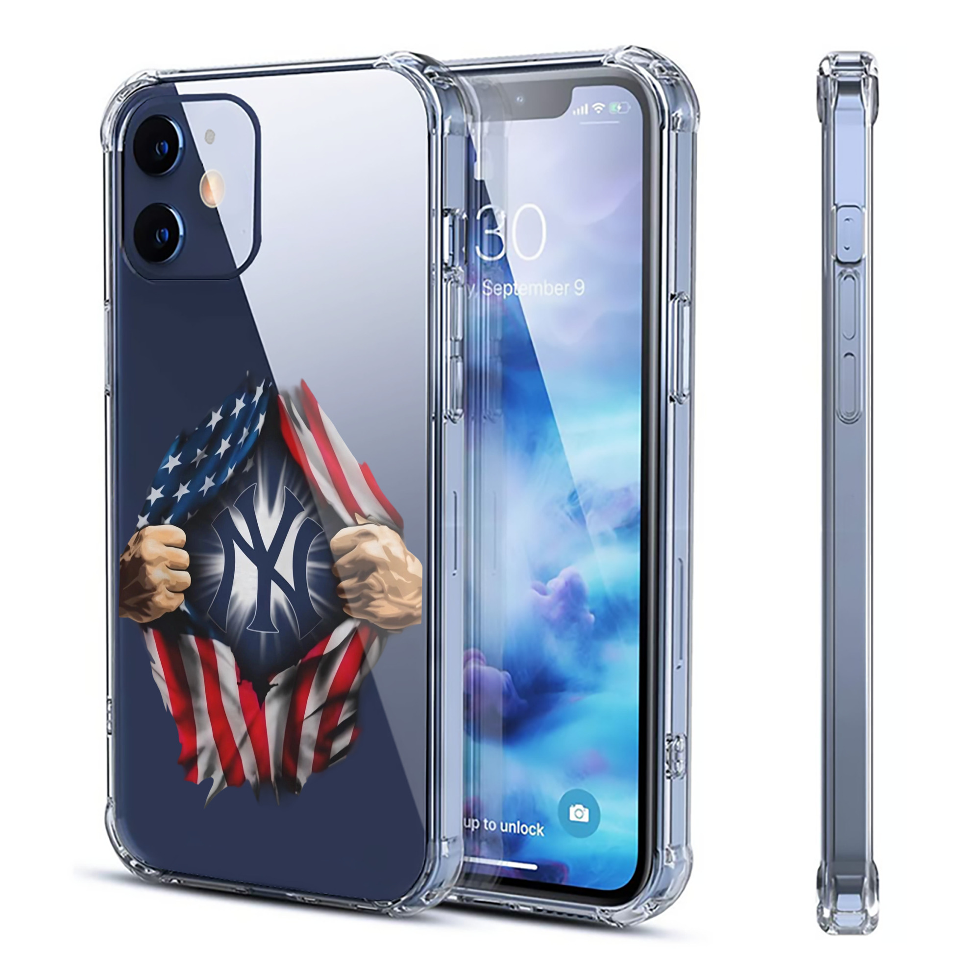 New York Yankees US Flag Yankees Inside Me Clear IPhone 12 Case – Soft TPU With UV Print – Enhanced Drop Protection, Precise Fit, Anti-Fingerprint, Customizable Design, Scratch-Resistant, Yellow-Resistant